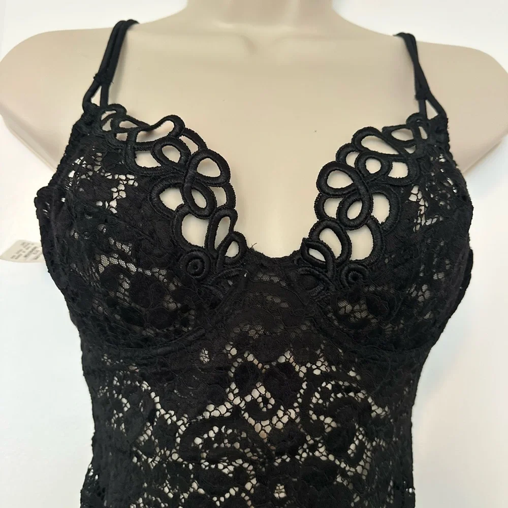 La Perla Documented collectors Black Lace Bodysuit with Fishnet Hosiery
